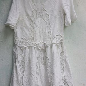 Pinteresty Half Sleeve Hollow Embroidery Dress
