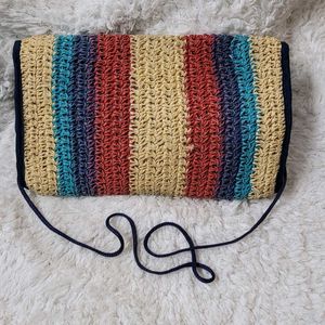 Multi Color Straw Raffia Clutch Purse