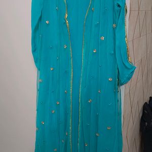 Blue Set- Jacket And Ankle Length Kurta