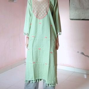 Light Embroidery Work Pista Kurti