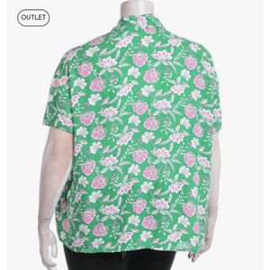 Plus Size Green Floral Shirt