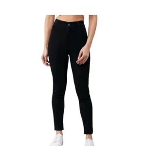 Skiie Street 1 Button Black Plain Women Jeans