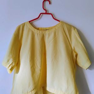 Light Casual Yellow A-line Boxy Top