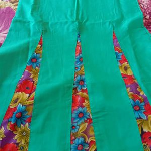 BLUE KURTI ROUND SHAPE WITH FLOWER PRINT