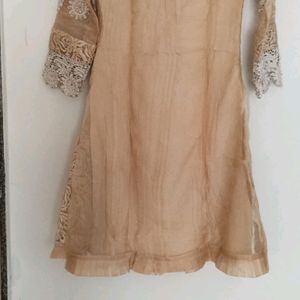 Golden Kurta With Stretchable Pant And Dupatta