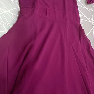 Wine Colour Gown With Collar