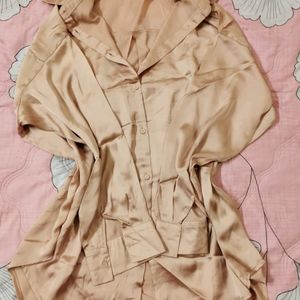 ZARA DUSTY PINK OVERSIZED SATIN SHIRT 🌸