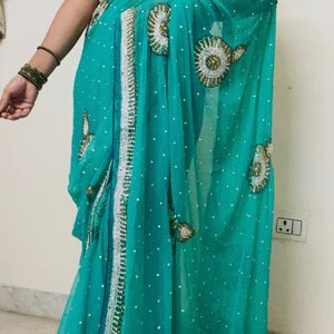 Wedding Sea Green Saree + Freebies