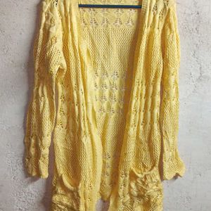 Winter Fashion Shrug Sweater Full-sleeve Yellow