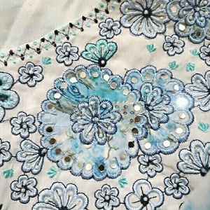 Sky Blue Floral Printed Anarkali Set