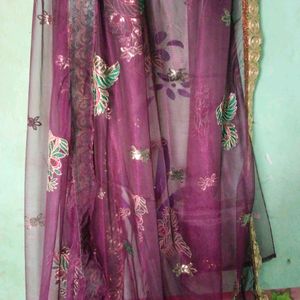 Purple Embroidery Dhuppata