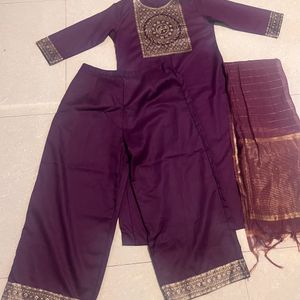 Purple Yoke Design Suit