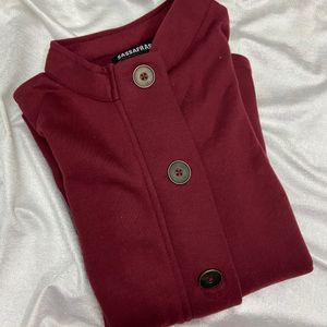 Sassafras Maroon Woollen Sweater With Buttons