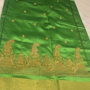 Beautiful Parrot Green Saree