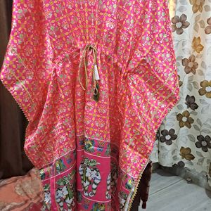 Elephant Print Pink Kaftan