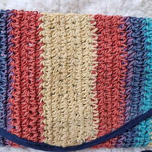 Multi Color Straw Raffia Clutch Purse