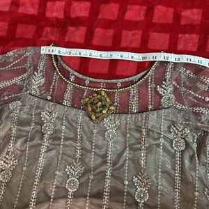 Grey Sequins Shirt With Dupatta