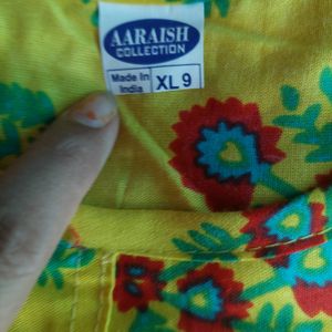 Yellow Printed Kurtha