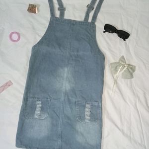 Women Blue Dungarees Short