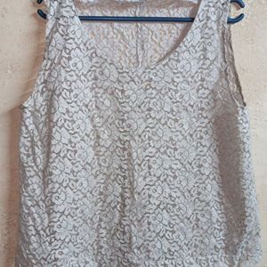 See-through Fashion Lace Top Sleeveless