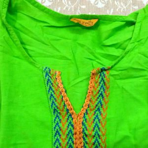 Aurelia Neon Green Kurta Xl