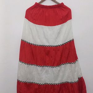 Red & White SKIRT with Lace | Lenght:40 in