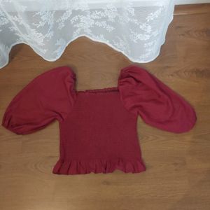 Magenta Square Neck Blouse