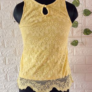 Yellow Lace Detail Top