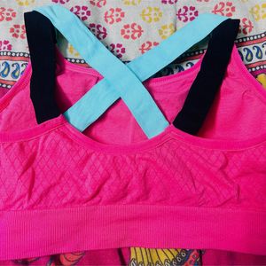 Stylish Pink Color Sports Bra (lighty Padded)