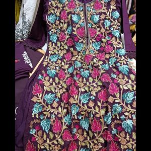 Kashmiri Work Kurti With Straight Pant