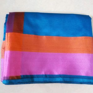 New blue silk & cotton blend saree