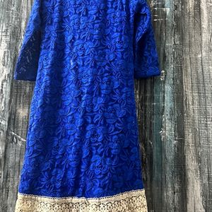 Net Embroidered Straight Kurti