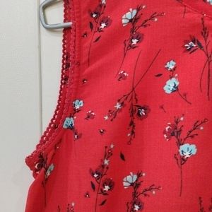 Allen Solly Floral Ruffled Red Top