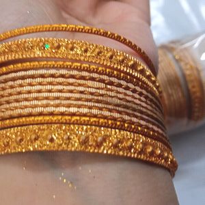 Metal Gold Glitter and Silver shine Chudiya Combo