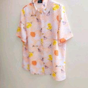 Light Orange Printed Shirt Size-44-46