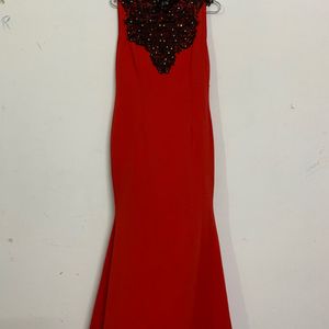 Red Fish-cut Dress