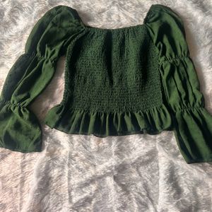 bottle green crop top