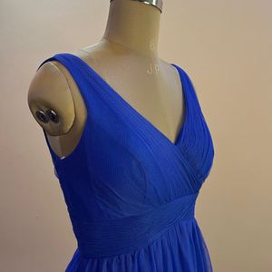 Blue Elegant V Neck Net Gown (Bust:32/34)