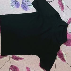 Black Turtle Neck Crop Top