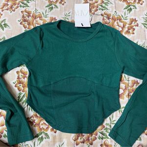 zara seagreen crop top