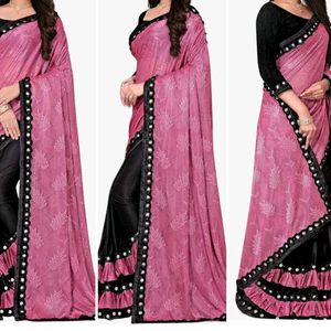 Lycra Blend Ruffle Saree Without Blouse