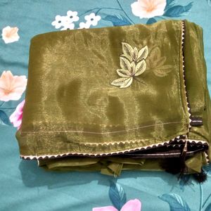 Olive Green Soft Chiifon Saree