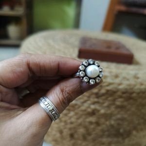 92.5 Pure Silver Ring With Original Pearl