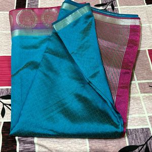 Blue & Pink Festive Ware Saree