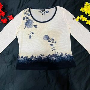 Laurel Sheer cream floral net top