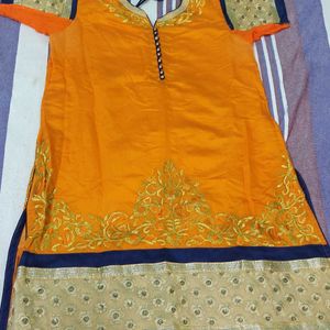 Orange and Blue Punjabi Suit