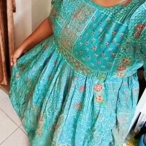 Sea Green Frock Top Stylish Dress