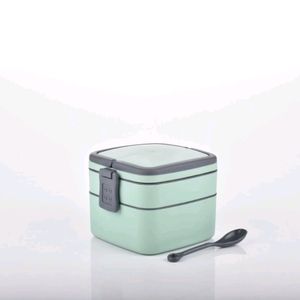 GREEN DOUBLE-LAYER PORTABLE LUNCH BOX STACKABLE WI