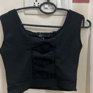 Black Crop Top With Designer Back