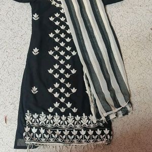 Black Georgette Kurta And Dupatta